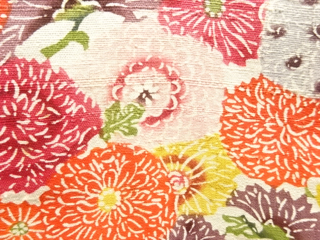  未使用品　本場琉球紅型　菊模様着物